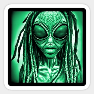 Funny Retro Dreadlock Alien Invader Vintage Sci-fi Space Planet X Sticker
